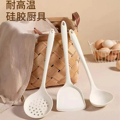 Silicone spatula, soup spoon, household stir fry spatula, non stick pan, kitchenware set, food grade, heat-resistant co