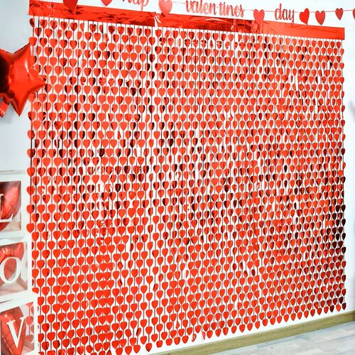 1 * 2M red love rain silk curtain tassel door curtain wedding party background wall decoration wedding decoration cross