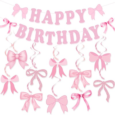 Cross border Pink Party Flag Decoration Package Banner Spiral Bridal Engagement Girl Birthday Party Supplies