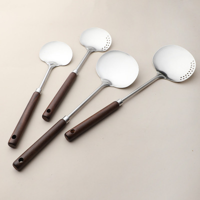 Extended spatula for stir frying, stainless steel mushroom spatula, soup spoon, large spoon for serving soup, cooking w