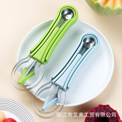 Three in one fruit ball digging tool, pulp picking tool, watermelon ball digging spoon, fruit meat picking tool, carvin