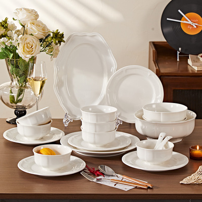 French style antique heavy industry relief ceramic tableware, Western porcelain plates, dining bowls, plates series, de