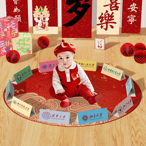 Grab Zhou University Famous Brand Card Props Baby's Birthday Etiquette Supplies Birthday Decoration Baby Ornament Backg