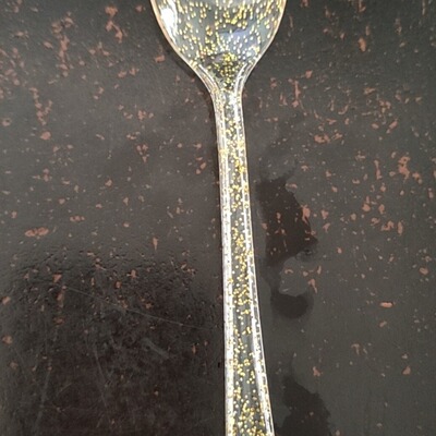 Disposable plastic spoon gold powder spoon silver powder fork glitter powder fork spoon cutlery set 12.8CM dessert spoon