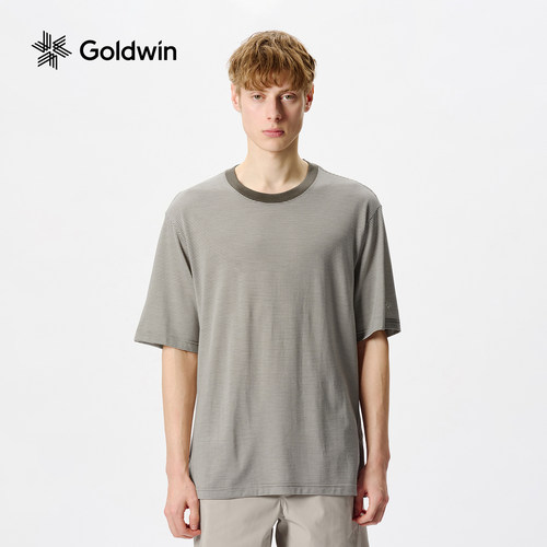Goldwin羊毛天丝速干条纹短袖