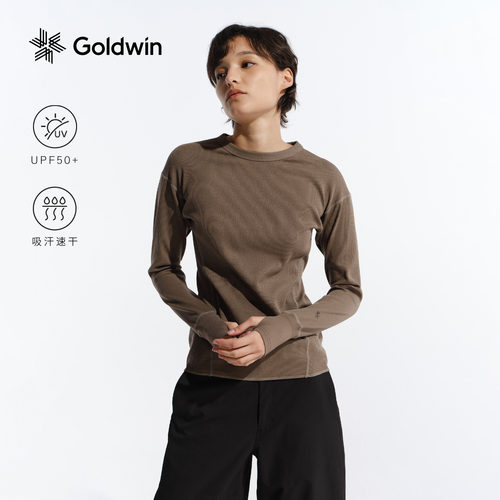 【女士新品】Goldwin秋冬华夫格长袖T恤吸湿速干防晒户外修身上衣