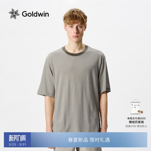 T恤户外通勤男女同款 Goldwin羊毛天丝速干条纹短袖 早春新品
