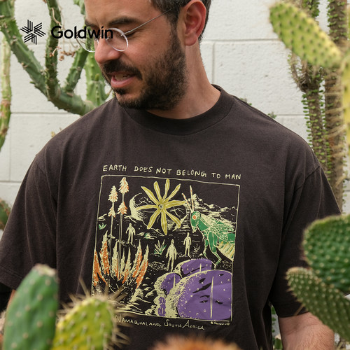 CACTUS棉感做旧植物花卉短袖T恤