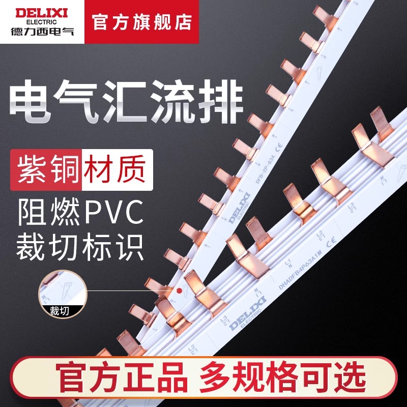 德力西电气汇流排空开接线排端子2P3P4P63ADPN漏电短路器接地紫铜
