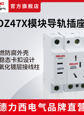 德力西电气DZ47X导轨式插座模块化配电箱电源模数化二三插10A五孔
