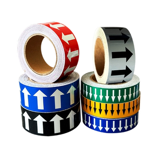 3/5/10/15/20CM管道反光标贴纸国标消防化工流向箭头指示贴色环管路标示贴压缩空气蒸汽喷淋氧气不干胶标签贴