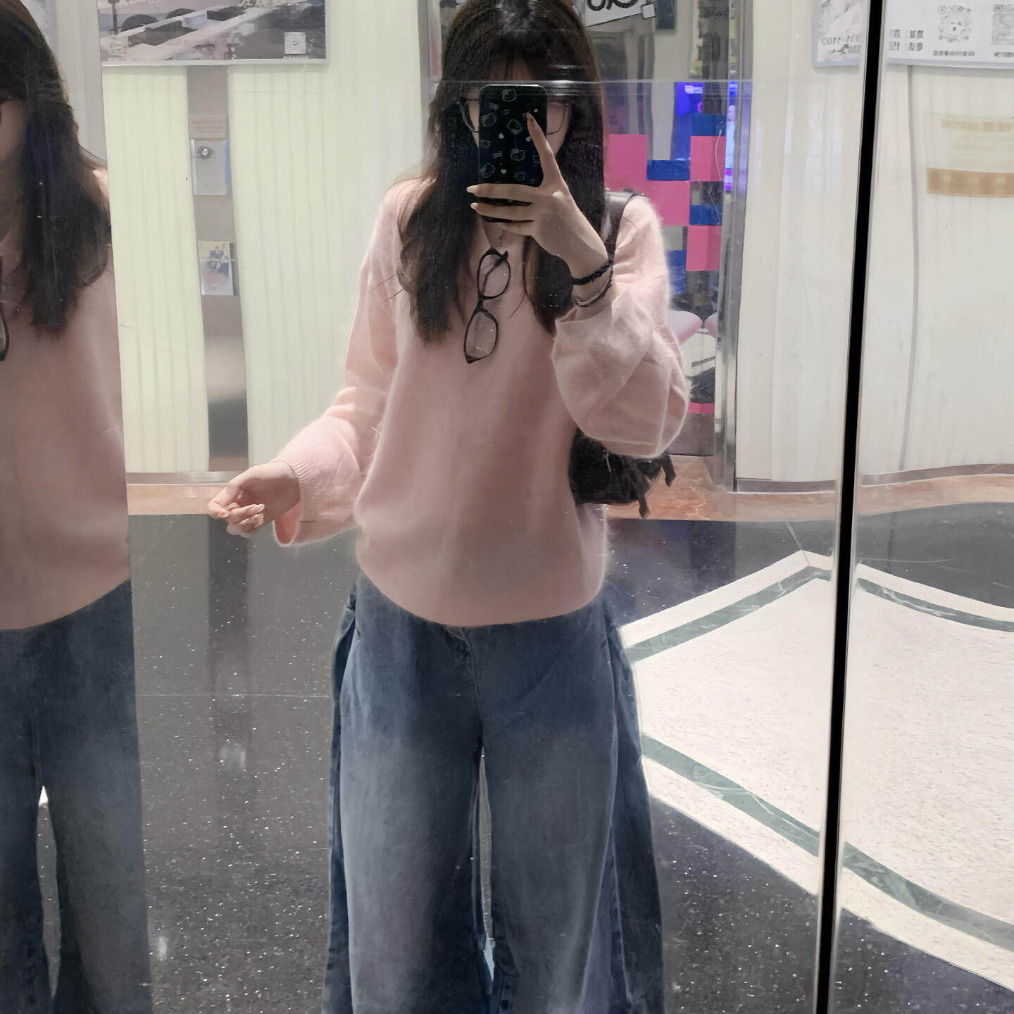 粉色温柔风V领软糯毛衣女秋冬新款氛围感慵懒马海毛针织衫上衣