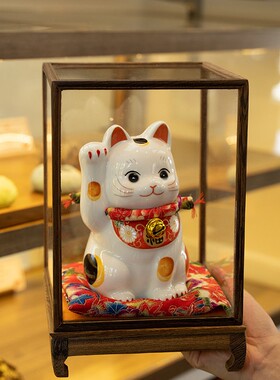 Spatio日式陶瓷招财猫摆件新店开业礼物店铺收银台招财摆件发财猫