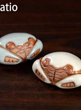 Spatio陶瓷雕花茶宠摆件小螃蟹茶玩手工装饰品茶桌工艺品创意装饰