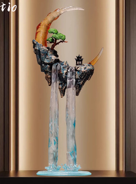 Spatio生财流水假山摆件新中式桌面摆件入户乔迁家居山水创意设计