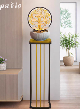 Spatio高端循环水流摆件客厅入户乔迁落地桌面装饰喷泉摇钱树摆件