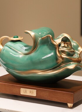 Spatio新中式金玉白菜摆件百财招财办公室装饰品开业礼物高端陶瓷