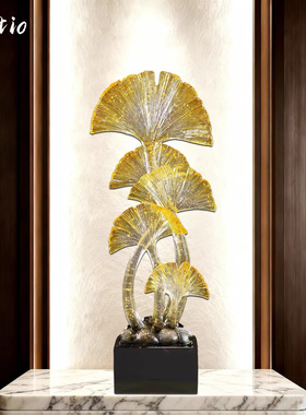 Spatio轻奢银杏叶摆件高档新中式工艺精致客厅装饰品新居开业送礼