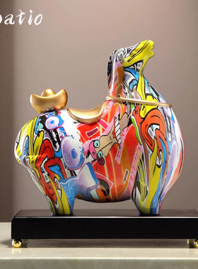 Spatio轻奢工艺品马上有钱桌面摆件创意家居装饰现代艺术高档装饰