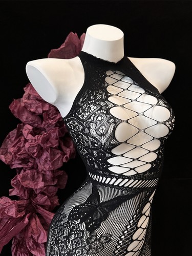 情趣内衣镂空透胸网眼提花连身裙