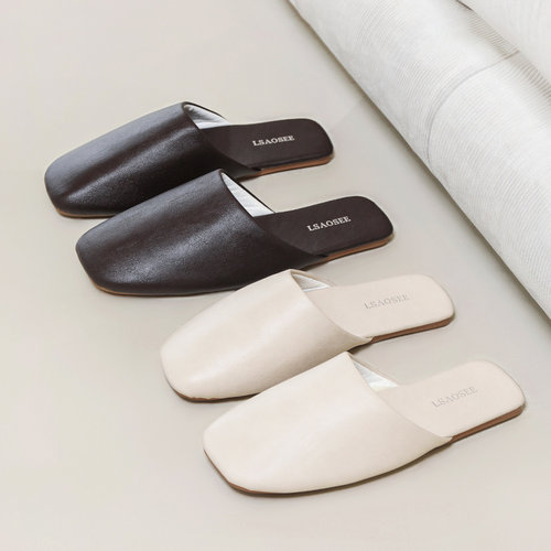 居家拖鞋简约高级感情侣包头PU皮