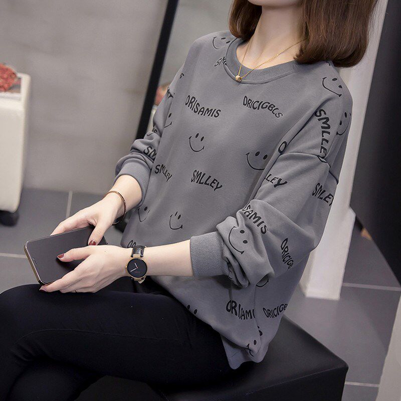 2024秋装新款洋气百搭卫衣女韩版加大码胖mm遮肚子宽松长袖上衣女