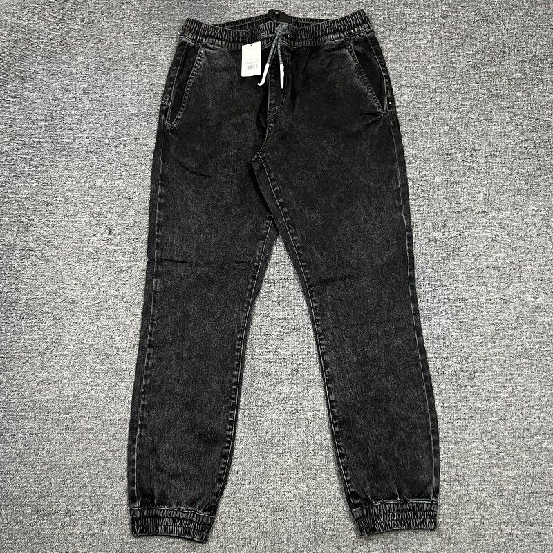 美式牛仔裤男款男士黑色复古春夏薄款直筒束脚裤长裤子休闲小脚裤