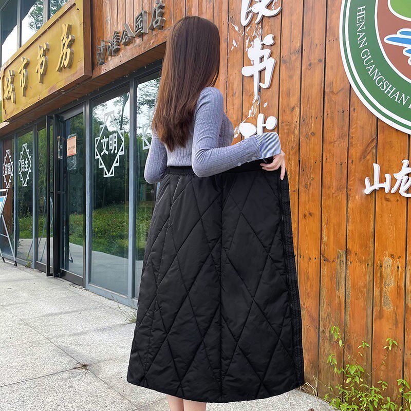 2021秋冬季裙子女新款显瘦挡风保暖羽绒棉裙半身裙中长款加厚长裙