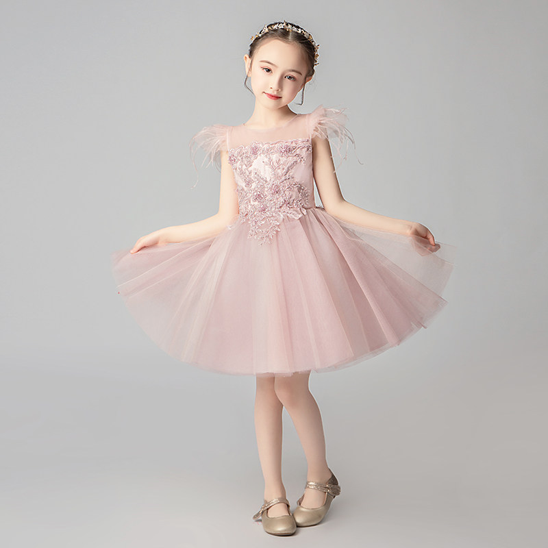 女童晚礼服公主裙蓬蓬小孩花童婚纱儿童生日连衣裙高端走秀演出服