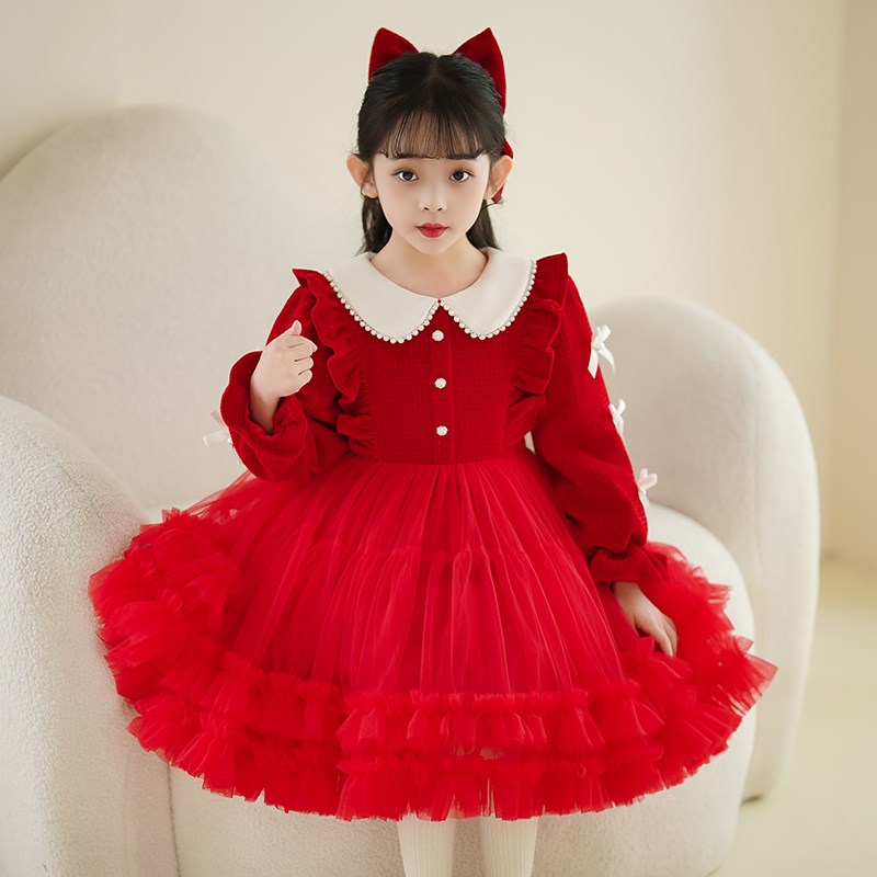 女童春装连衣裙儿童生日蓬蓬裙小女孩洋气公主裙女宝春季礼服裙子