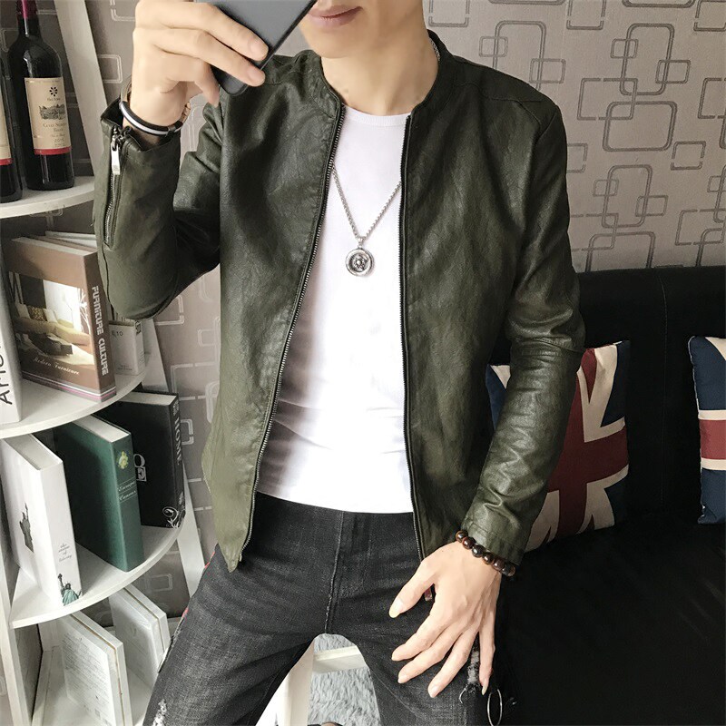 2021新款皮衣男机车青年外套春秋薄款修身韩版皮夹克帅气男士夹克