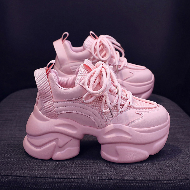 粉色鞋子女夏款透气厚底百搭配裙子增高老爹鞋女显脚小网面休闲鞋,女鞋,时尚休闲鞋,淘宝优惠券,粉丝福利购,淘宝优惠卷