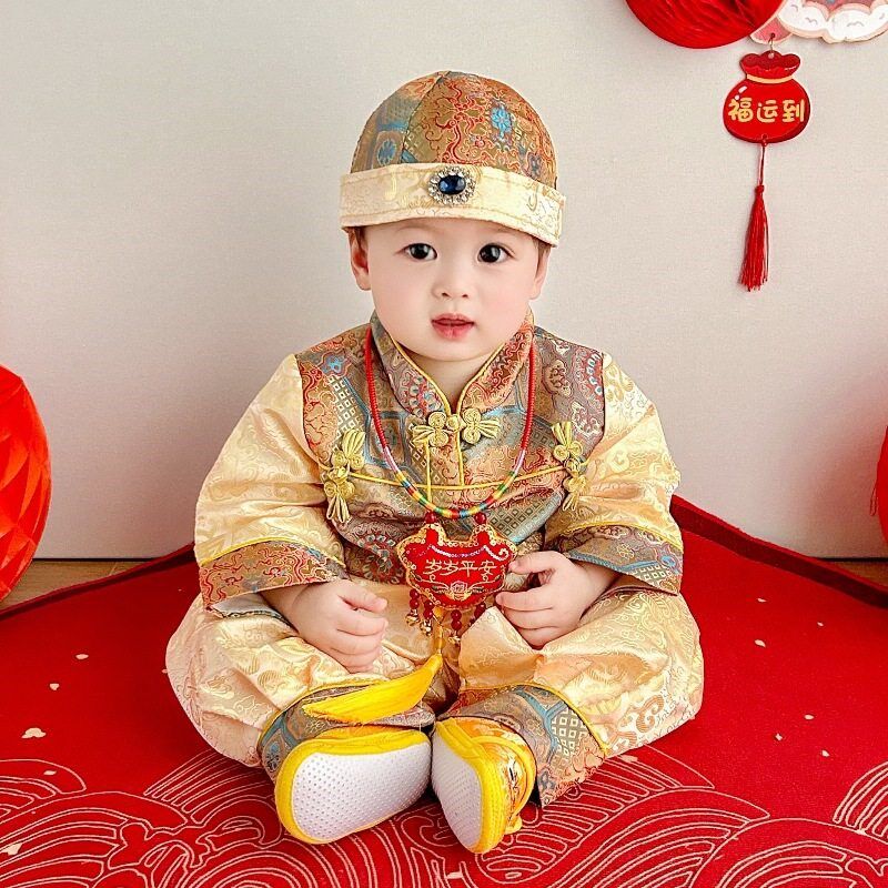 男童唐装2024新款春秋衣服小宝宝中式周岁生日套装礼服男宝婴儿童