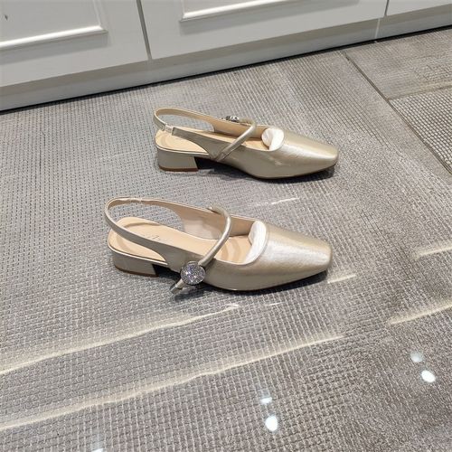 后空2025夏新款法式方头浅口包头凉鞋外穿配裙子粗跟单鞋百搭女13