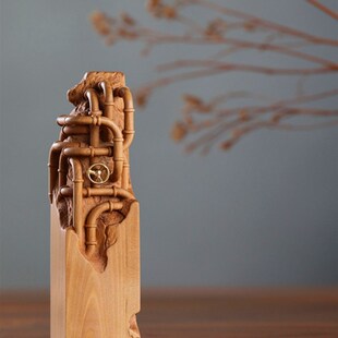 品德水到渠成木雕印章姓名定制办公室摆件新中式创意工艺品