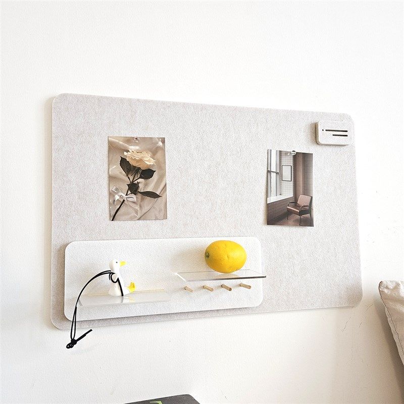 毛毡墙贴照片墙留言板组合免打孔置物架挂钩幼儿园软木板墙面装饰