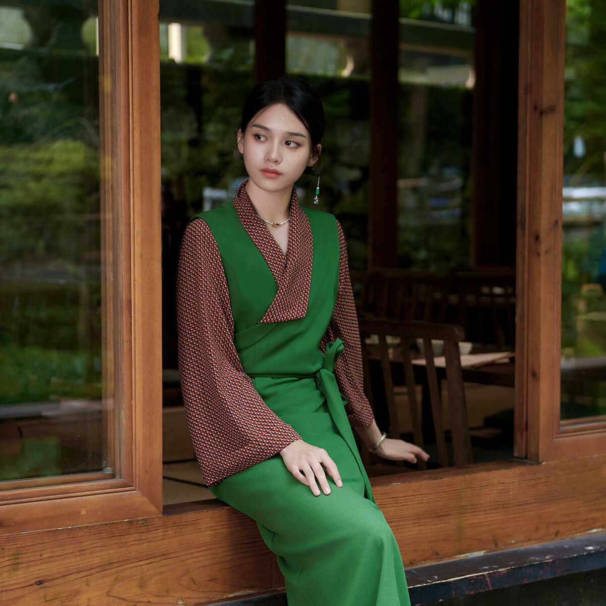 复古配色 假两件套藏式拉萨西藏服女 中式连衣裙民族风日常可穿