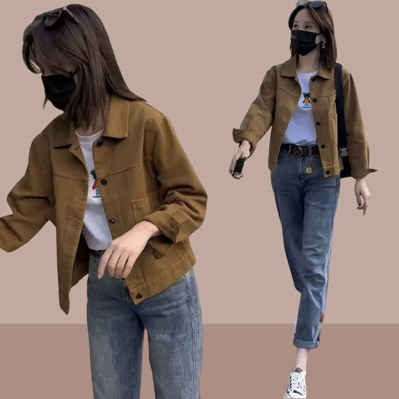 2024春秋季新款时尚女士牛仔外套上衣爆款女装夹克短款休闲小个子