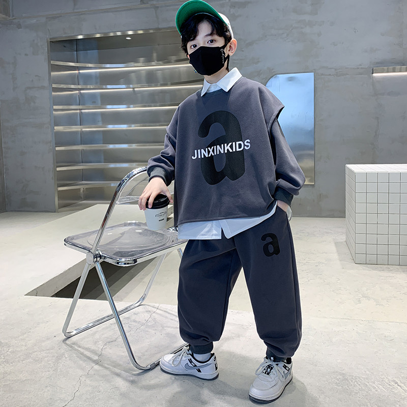 男童秋装套装2024新款儿童春秋款卫衣运动帅气时髦大童秋季衣服潮