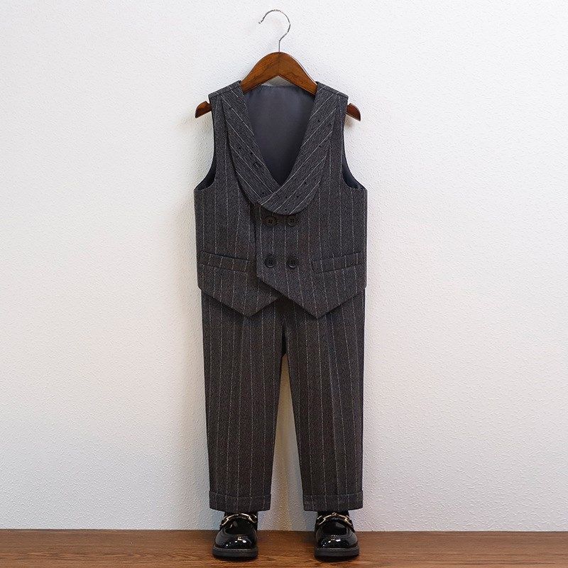 男童西装英伦条纹小西服儿童演讲主持钢琴表演服宝宝周岁花童礼服