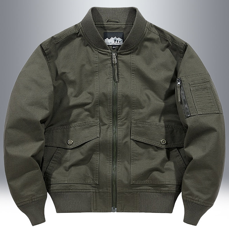 飞行夹克男春秋休闲纯棉水洗外套工装上衣新款大码宽松美式棒球服