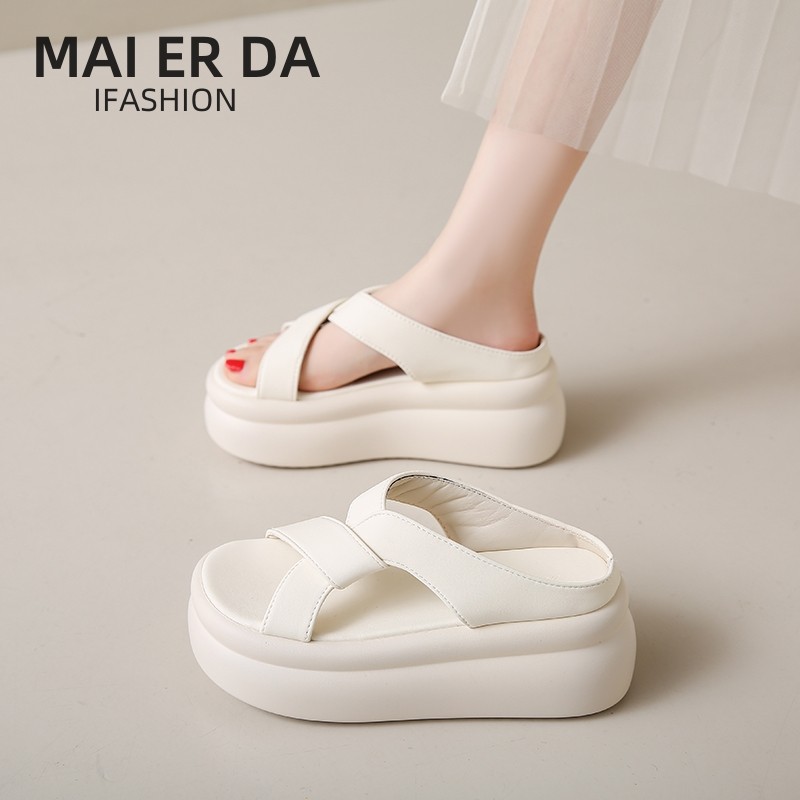 凉拖鞋女夏外穿2024年新款增高厚底高跟凉鞋高级感时尚百搭一字拖