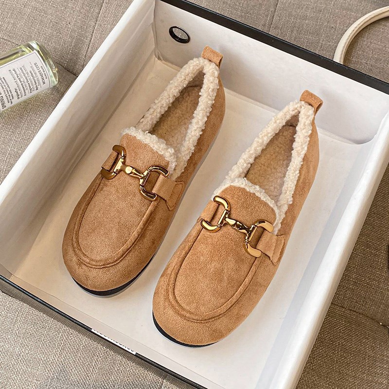 厚底秋冬单鞋女2023年新款豆豆鞋女加绒棉鞋外穿一脚蹬大码女鞋41