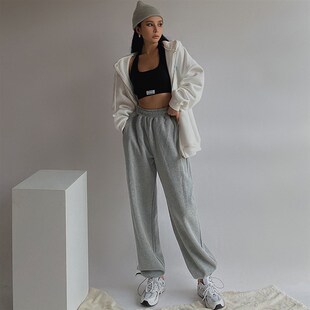 自制超可运动裤女宽松束脚夏季高腰垂感显瘦直筒休闲卫裤长裤潮薄