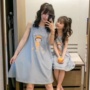 小女孩家居裙 卡通纯棉背心宽松公主风儿童薄款 2021睡裙夏季 母女装