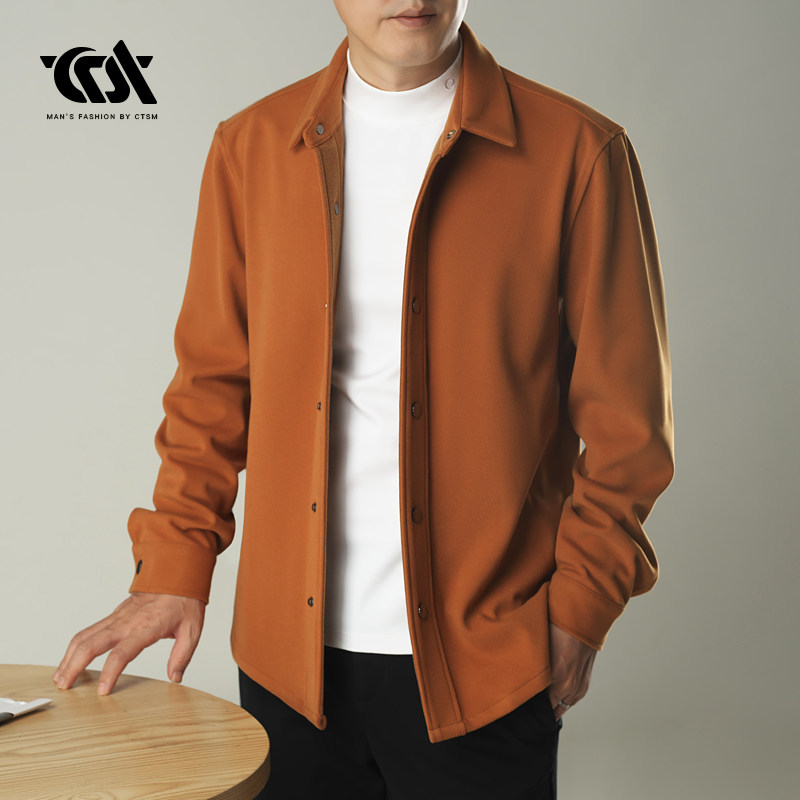 春季男士高端长袖衬衫外套商务休闲外搭夹克2025新款男装春装上衣