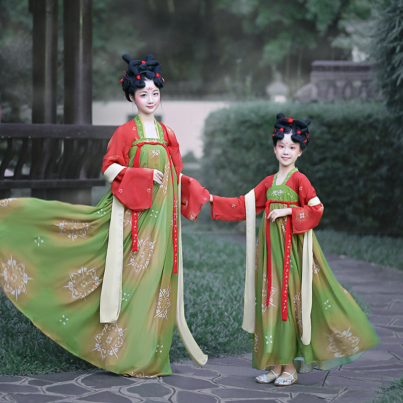 唐宫夜宴汉服女童古装儿童汉服超仙中国风亲子母女装舞台演出服饰
