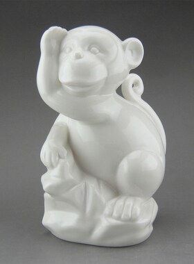 陶瓷十二生肖风水猴 灵猴瓷器 属相生肖动物猴子摆件猴白瓷工艺品