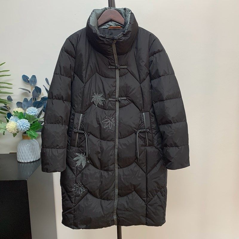 国风奶奶装冬季中长款加厚羽绒服宽松大码中老年老太太老人衣服女