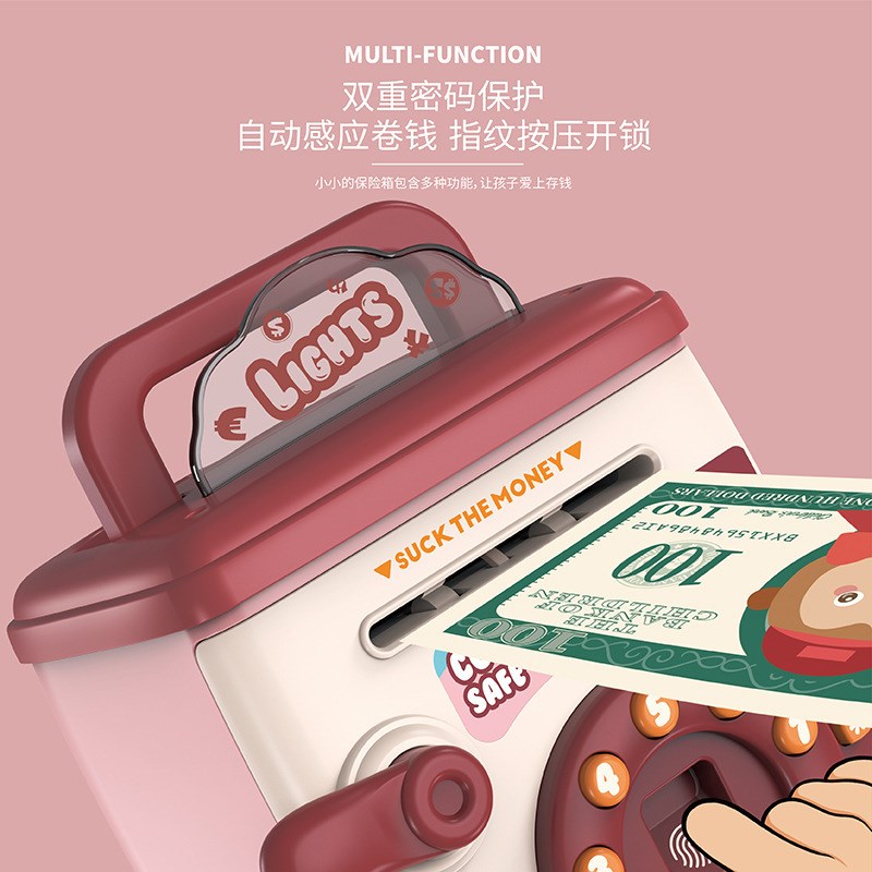 创意卡通a可爱儿童存钱罐储蓄罐感应ATM密码取款机音乐益智玩具